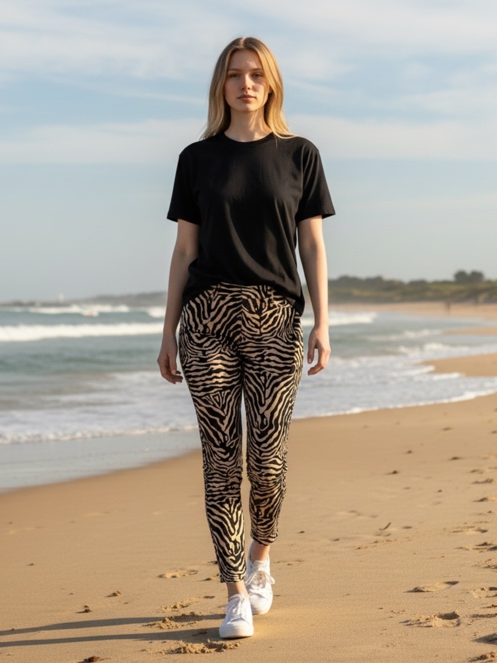 J. McLaughlin Zebra-Print Cropped Pants - Black & Tan - womenโs 14
